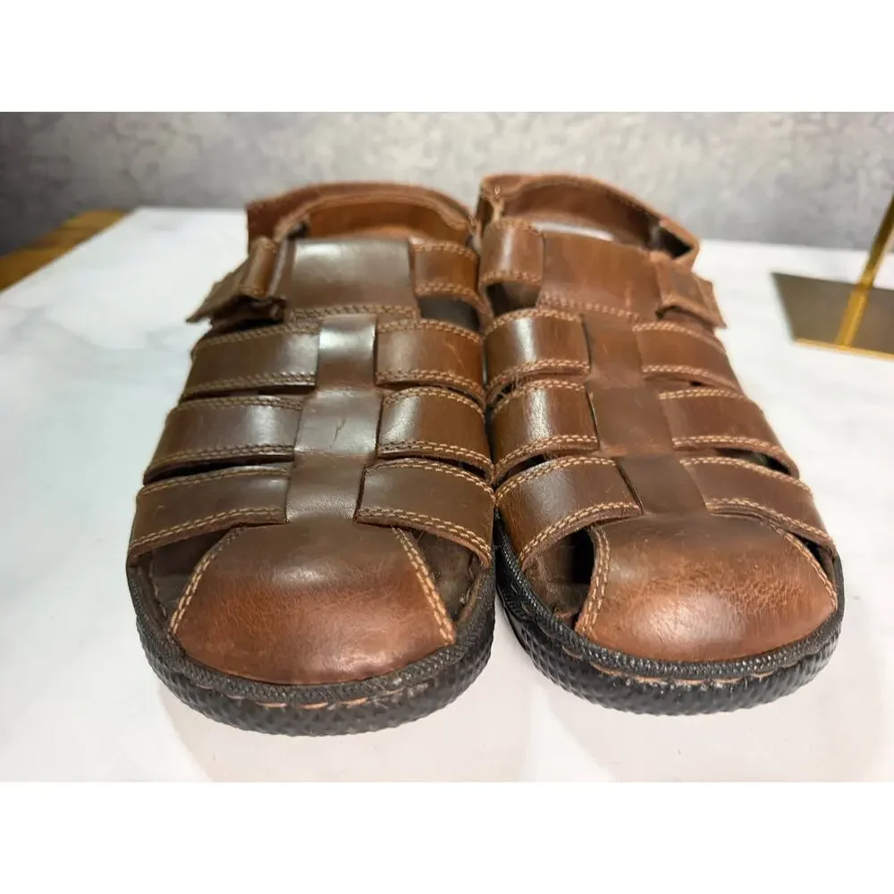 Men's, boys Brown Leather Hush Puppies Sandal EUC Size 8
